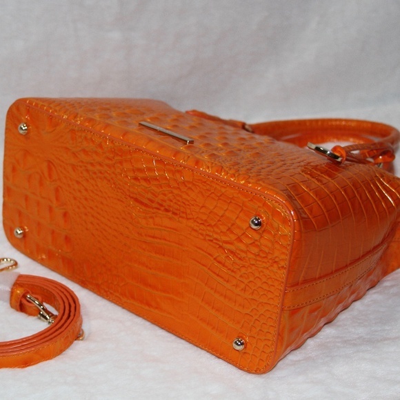 NWT BRAHMIN Duxbury Satchel Leather Purse Handbag Mango Orange - Picture 4 of 6